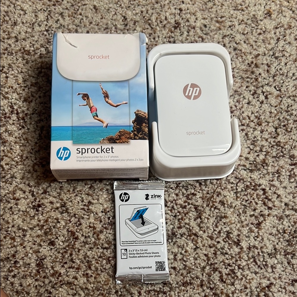 HP Sprocket White Photo Printer Bundle